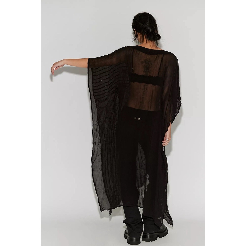 NWT Free People End Of The Night Embellished Duster Kaftan Dress Witchy Boho OS - Picture 4 of 10